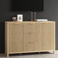 thumbnail image 1 of Marrber Oak Fluted Door 2 Door 3 Drawer Durable Sideboard Buffet Cabinet with Storage Adjustable Shelf, Console Tables, Credenzas for Living Room, Entryway Table, 1 of 7
