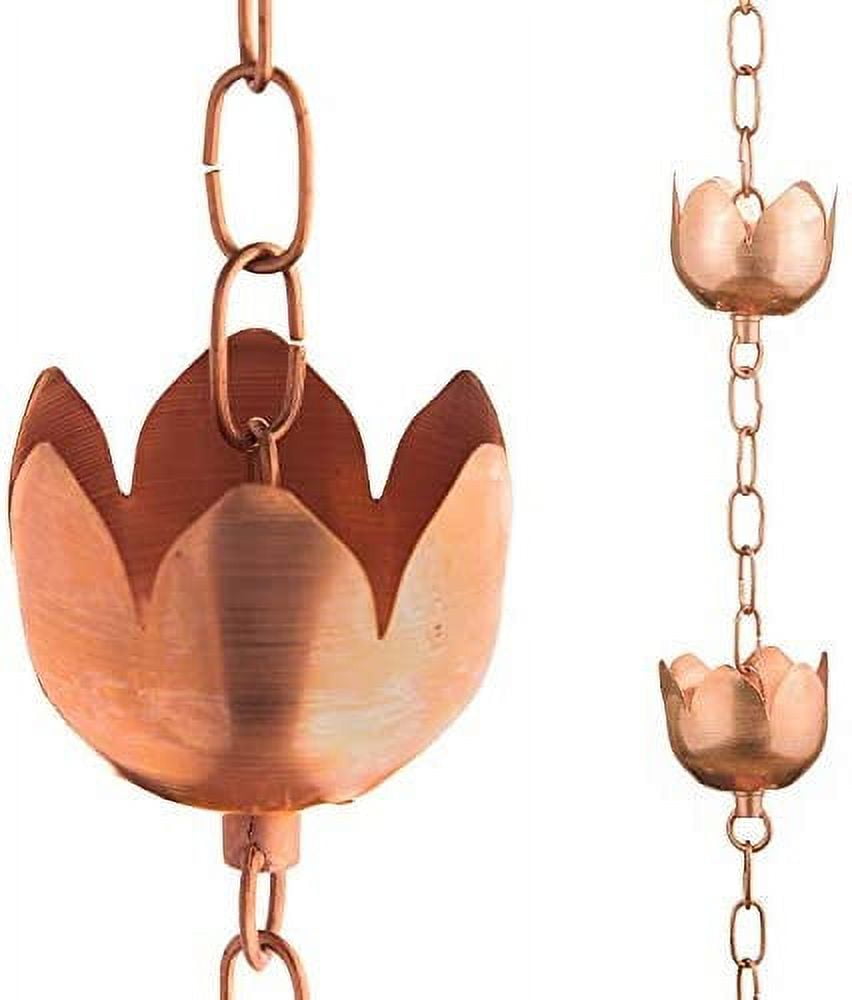 Marrgon Marrgon Copper Rain Chain with Tulip Style Cups for Gutter Downspout Replacement