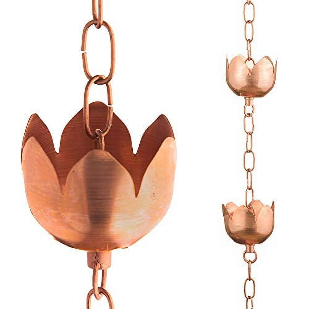 Marrgon Marrgon Copper Rain Chain with Tulip Style Cups for Gutter Downspout Replacement