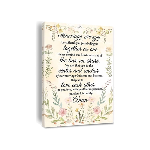 Marriage Blessing Wall Art Christian Prayer Quotes Canvas Print for Living Room Bedroom Decor Wedding Anniversary Gift