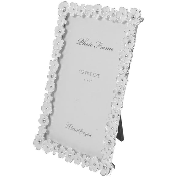 Worgeous Elegant Rhinestone Flower Photo Frame for Decoration White Color Premium Materials 6.3x8.3 Inches
