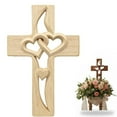 thumbnail image 1 of Marriage Cross for Wall, Hand-Carved Intertwined Hearts Wooden Cross, Vintage Cross Wall Decor for Wedding Valentine Christmas Gift (Off-white), 1 of 8