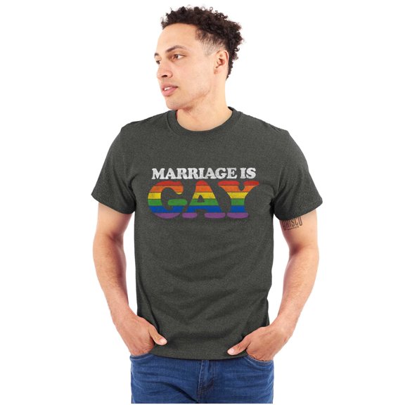 Marriage Is Gay LGBTQ Rights Pride Plus Size Crewneck Graphic Tee Shirt Brisco Brands 5X