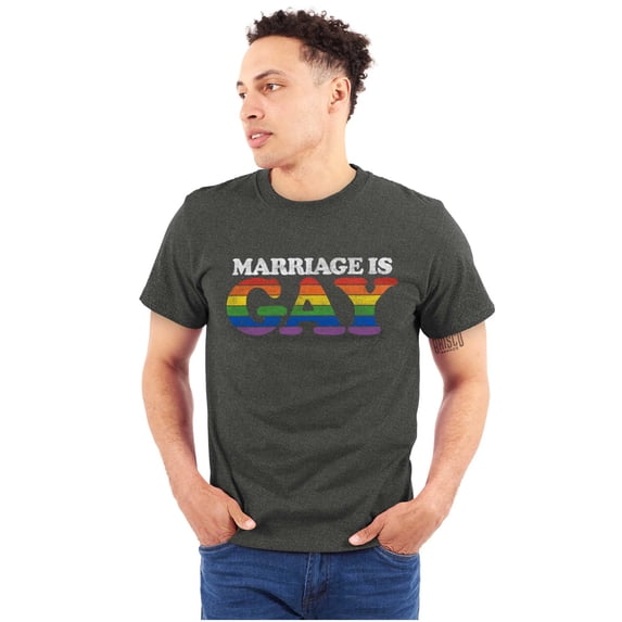 Marriage Is Gay LGBTQ Rights Pride Men's Graphic T Shirt Tees Brisco Brands L