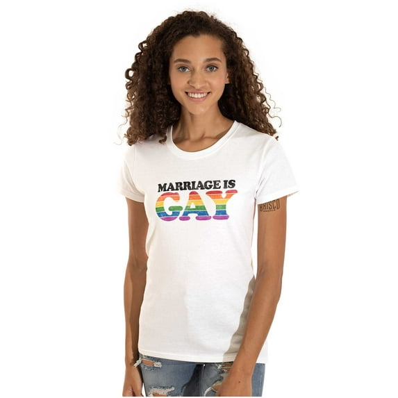 Marriage Is Gay LGBTQ Rights Pride Womens Fitted Plus Size Graphic Tee Brisco Brands 2X