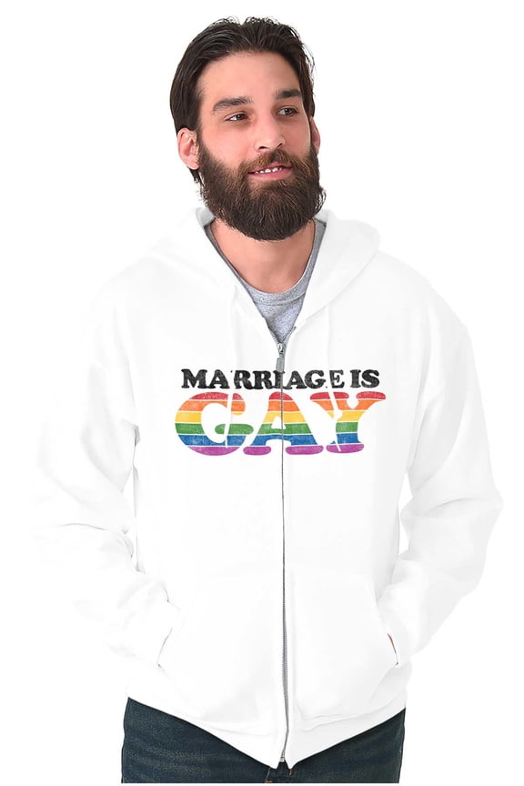 Marriage Is Gay LGBTQ Rights Pride Zip Up Hoodie Men's Women's Brisco Brands M