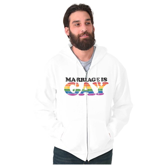 Marriage Is Gay LGBTQ Rights Pride Zip Up Hoodie Men's Women's Brisco Brands X