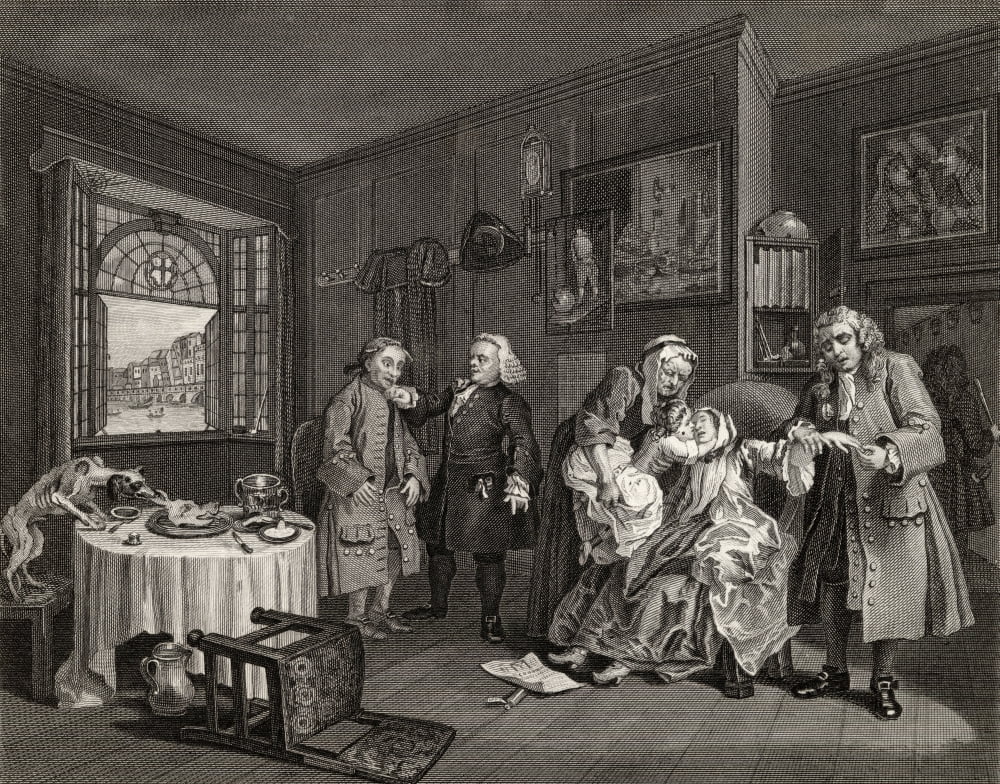 Marriage A La Mode Death Of The Countess From The Original By Hogarth From The Works Of Hogarth Published London 1833 Canvas Art - Ken Welsh Design Pics (16 x 12)