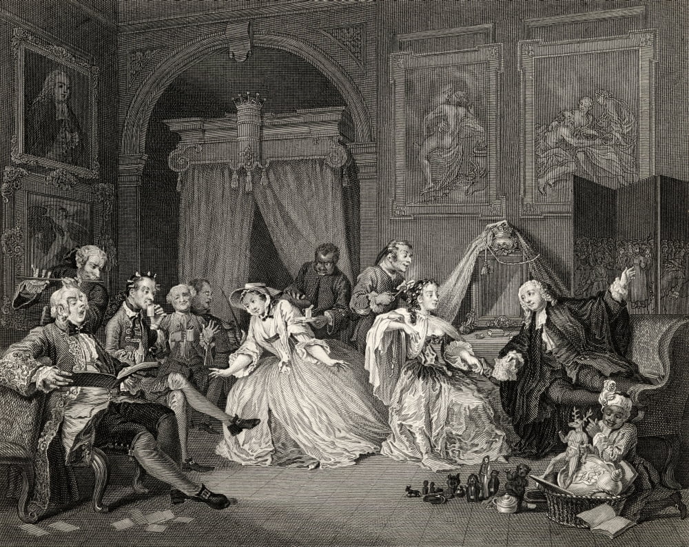 Marriage A La Mode Toilette Scene From The Original Picture By Hogarth From The Works Of Hogarth Published London 1833 Canvas Art - Ken Welsh Design Pics (16 x 13)