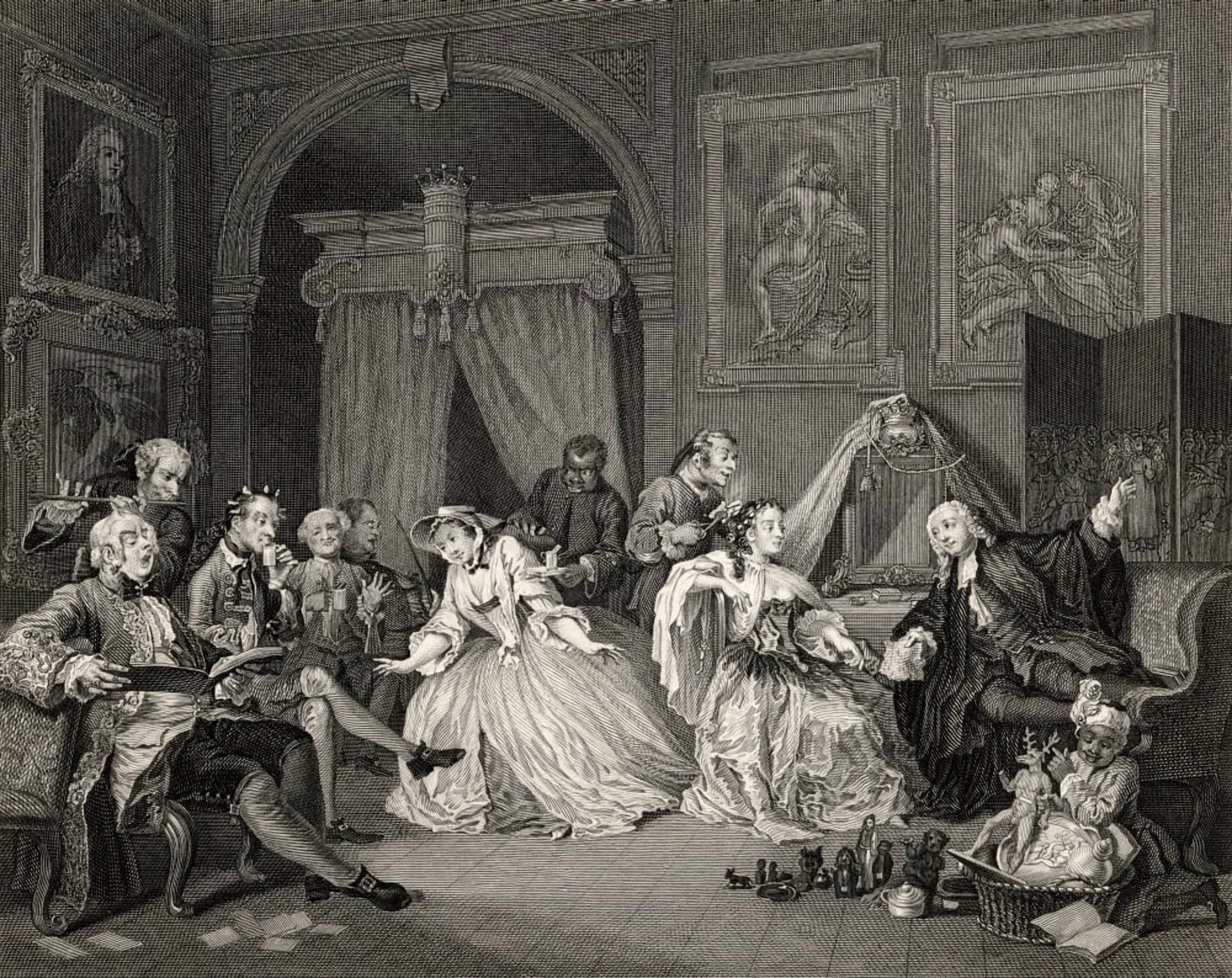 Marriage A La Mode Toilette Scene From The Original Picture By Hogarth From The Works Of Hogarth Published London 1833 Canvas Art - Ken Welsh Design Pics (32 x 26)