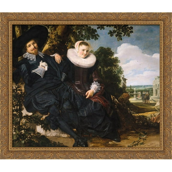 Marriage Portrait of Isaac Massa and Beatrix van der Laen 32x28 Large Gold Ornate Wood Framed Canvas Art by Frans Hals