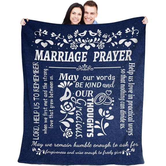 Marriage Prayer Blanket Wedding Gifts Anniversary Engagement Gifts for Couples Unique Bridal Shower Newlywed Gifts Wedding Registry Mr and Mrs Gifts for Wedding, Valentines 50x40 Inches