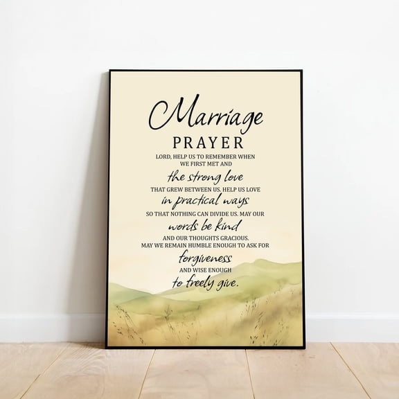 Marriage Prayer Christian Romantic Quote Couples Anniversary Wall Art, Unframed Paper Poster 8x10in
