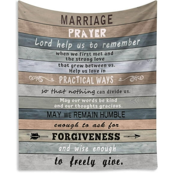 Marriage Prayer Gifts Blanket Wedding Anniversary Engagement Gifts for Couples Newly Engaged Unique Christian Decor Throw Blanket Religious Present for Women Men for Valentines, Birthday 60"X50"