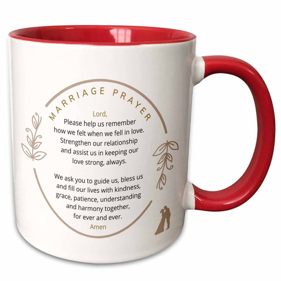 3drose, Marriage Prayer - Wedding Relationship Blessings Quote Engagement Gift, 11oz Two-tone Red Mug