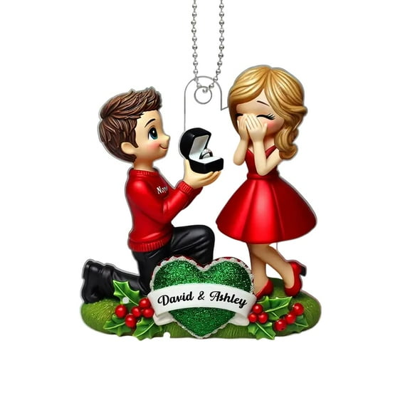 Marriage Proposal Christmas Ornament, Personalized Newly Engaged Present, She Said Yes! Ornament, Custom Just Engaged Gifts for Couples Personalized Couple Engagement Christmas Ornament