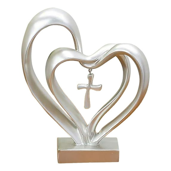 Marriage Takes Three 8.3 x 9.7 Resin Stone Pedestal Table Top Decoration - Valentine's Day Gift Wedding Decoration Handicrafts for Couples (Brown,Silver)