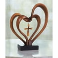 thumbnail image 1 of It Takes Three Heart and Cross Brown 8.5 x 9.5 Resin Stone Pedestal Table Top Decoration, 1 of 2