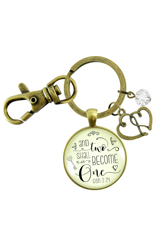Marriage Womens Keychain Two Shall Become One Bridal Shower Wedding Gift