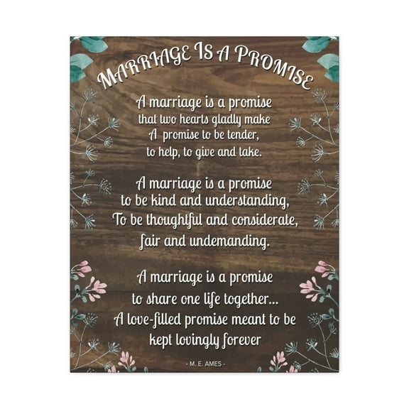 Marriage is a Promise Motivational Inspirational Wall Decor for Home Office Gym Inspiring Success Quote Print Ready to Hang Wall Art Unframed