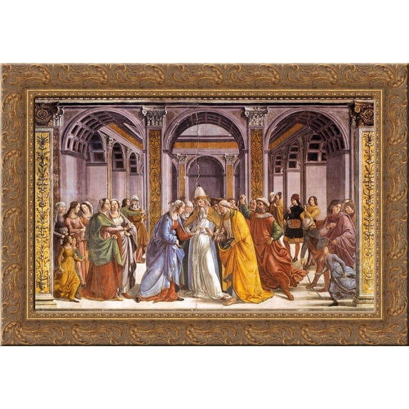 Marriage of Mary 24x18 Gold Ornate Wood Framed Canvas Art by Domenico Ghirlandaio