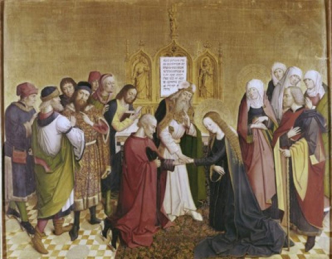 Marriage of the Virgin Late 15th C Master of Life of the Virgin (15th C German) Canvas Art - (18 x 24)
