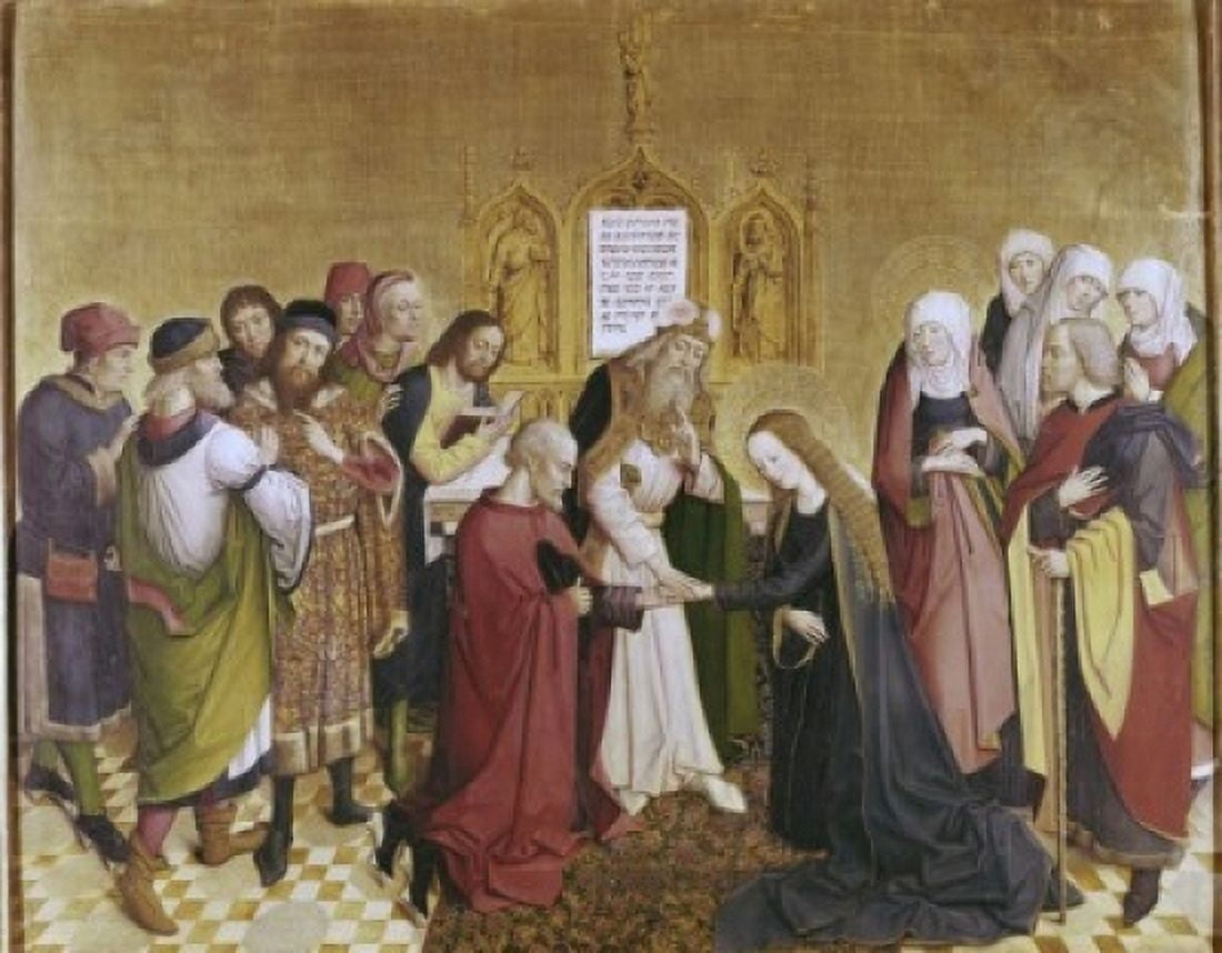 Marriage of the Virgin Late 15th C Master of Life of the Virgin (15th C German) Canvas Art -  (24 x 36)
