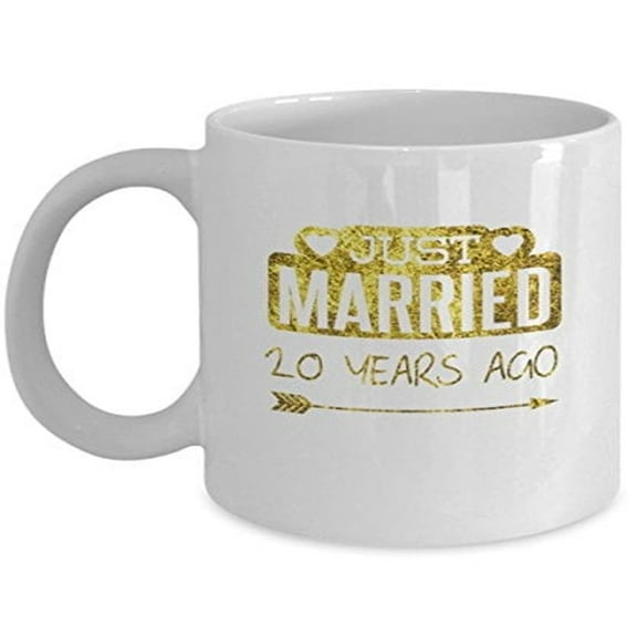 Married 11 oz Coffee Mug - 20 Years Ago Wedding Anniversary White Ceramic Gift