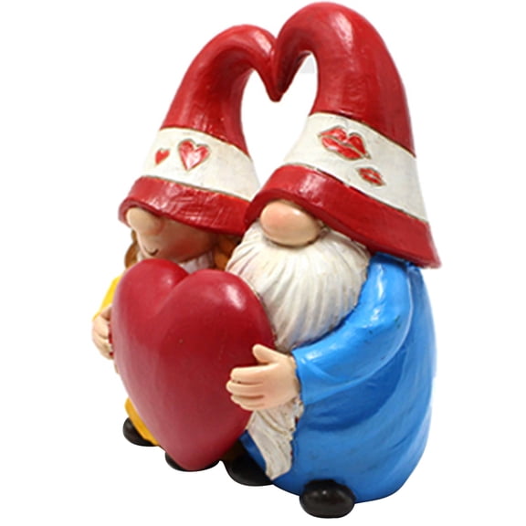 OFFIGAM Resin Craft Decors Heart Shape Couple Gnome Model Indoor Decoration Family Members 1Pcs