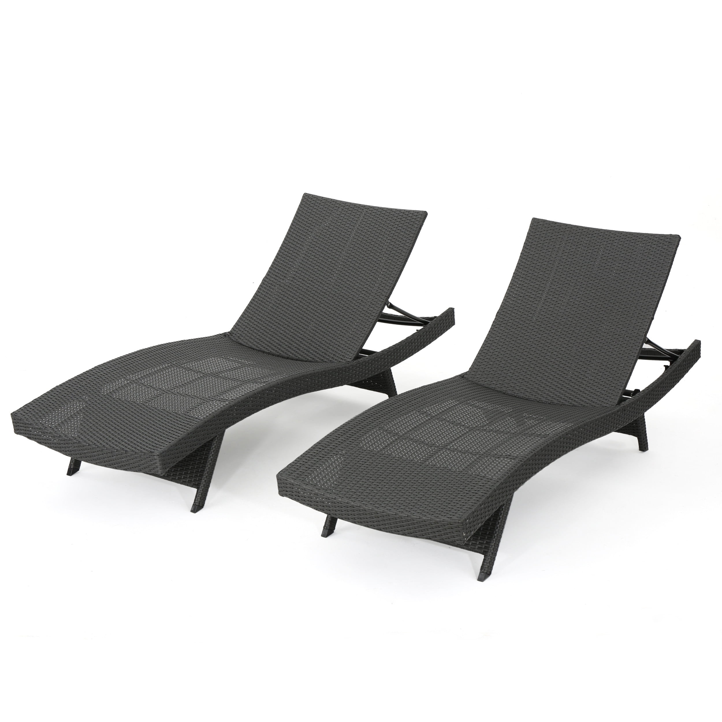 Marrin Outdoor Grey Wicker Chaise Lounge Chairs (Set of 2)