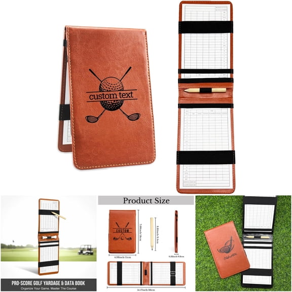 Marrkolf Personalized Golf Scorecard Holder - Refillable Leather Scorebook Wallet for Golfers, Brown, Premium PU Leather, Tournament Use