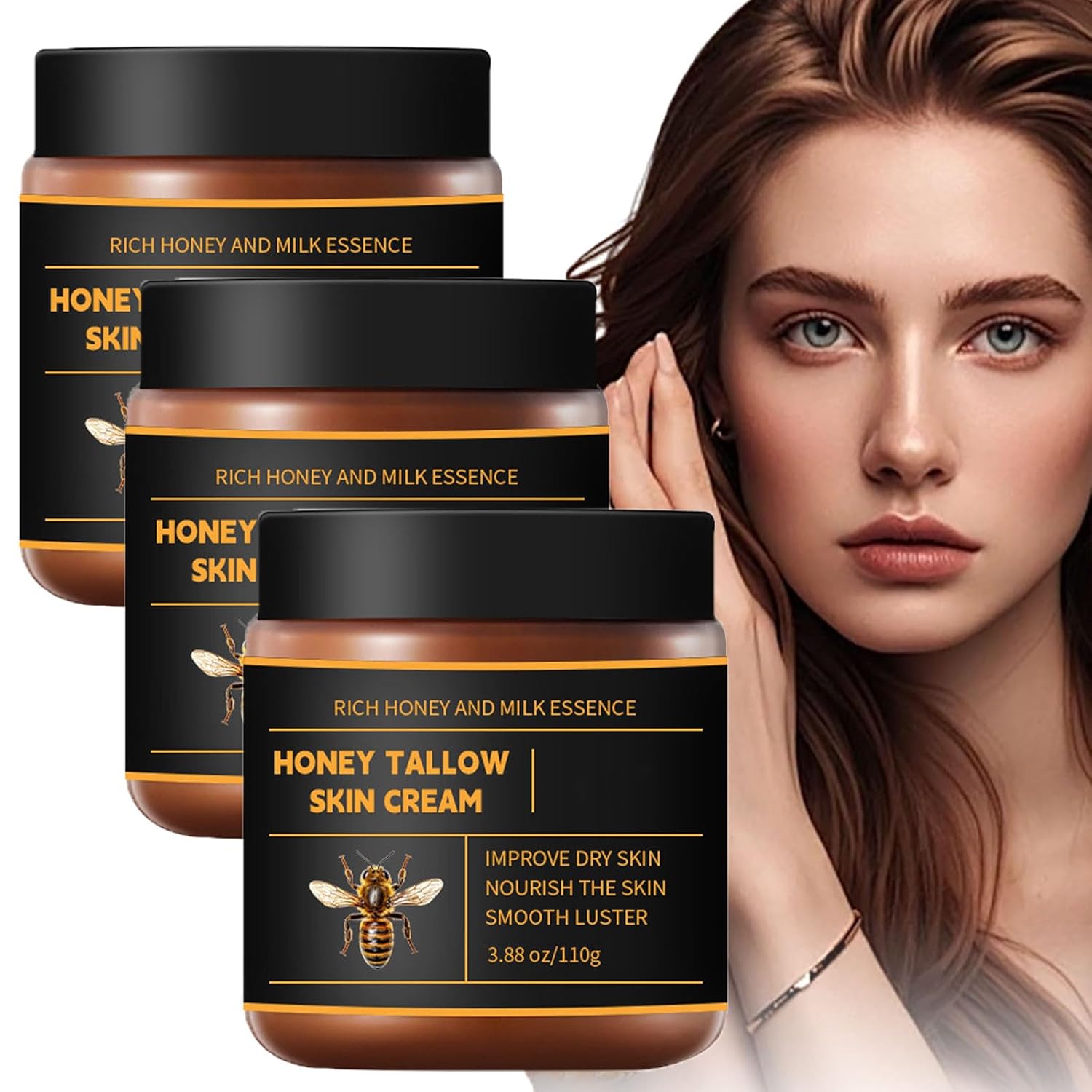 Marromi Beef Tallow Balm With Raw Honey - Organic Grass-Fed Tallow Moisturizer For Face & Body, Soothing, Nourishing Skin Care