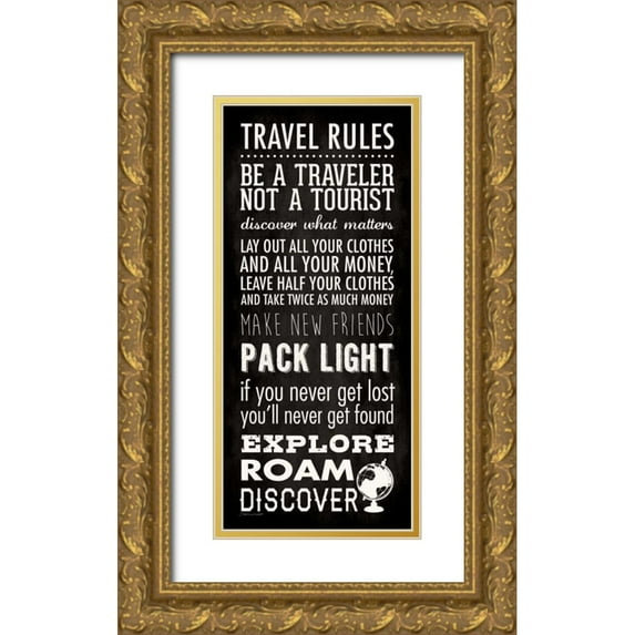 Marrott, Stephanie 10x18 Gold Ornate Wood Framed with Double Matting Museum Art Print Titled - Travel Rules I
