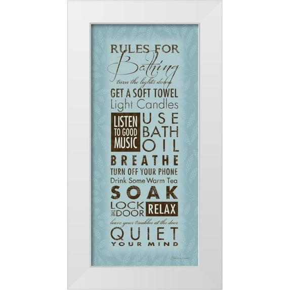 Marrott, Stephanie 10x18 White Modern Wood Framed Museum Art Print Titled - Rules For Bathing I