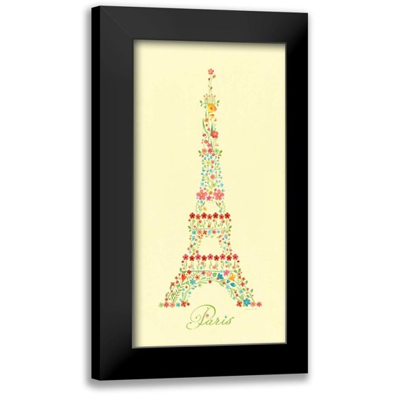 Marrott, Stephanie 11x18 Black Modern Framed Museum Art Print Titled - Eiffel Tower in Flowers II