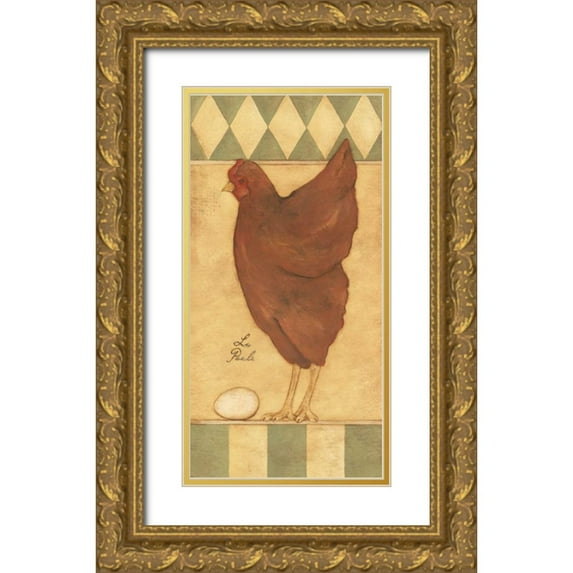 Marrott, Stephanie 11x18 Gold Ornate Wood Framed with Double Matting Museum Art Print Titled - La Poule