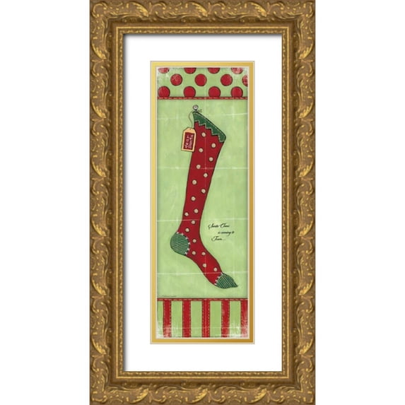 Marrott, Stephanie 11x24 Gold Ornate Wood Framed with Double Matting Museum Art Print Titled - Stocking III