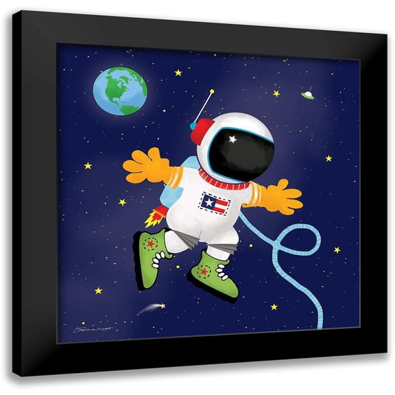 Marrott, Stephanie 12x12 Black Modern Framed Museum Art Print Titled - Astronaut In Space