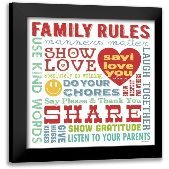 Marrott, Stephanie 12x12 Black Modern Framed Museum Art Print Titled - Family Rules