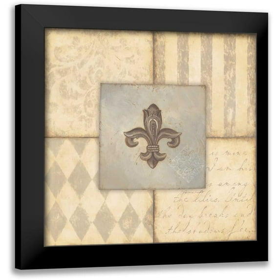 Marrott, Stephanie 12x12 Black Modern Framed Museum Art Print Titled - Fleur De Lis II
