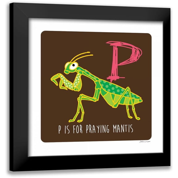 Marrott, Stephanie 12x12 Black Modern Framed Museum Art Print Titled - P is For Praying Mantis