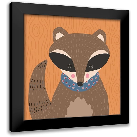 Marrott, Stephanie 12x12 Black Modern Framed Museum Art Print Titled - Woodland Racoon