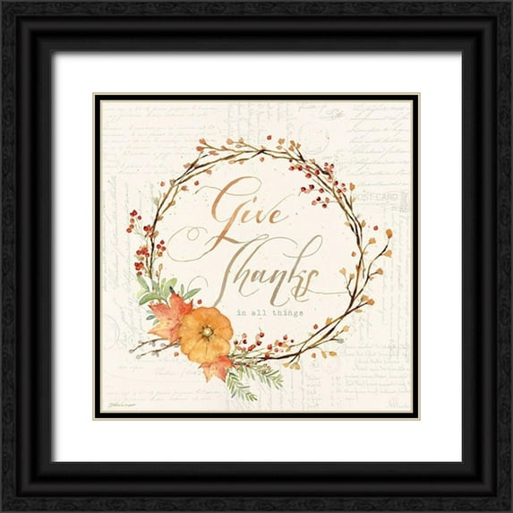 Marrott, Stephanie 12x12 Black Ornate Wood Framed with Double Matting Museum Art Print Titled - Give Thanks