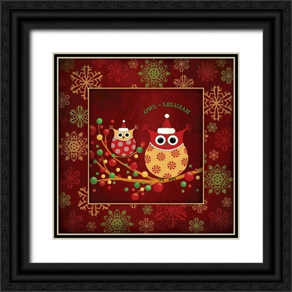 Marrott, Stephanie 12x12 Black Ornate Wood Framed with Double Matting Museum Art Print Titled - Owl-lelujah