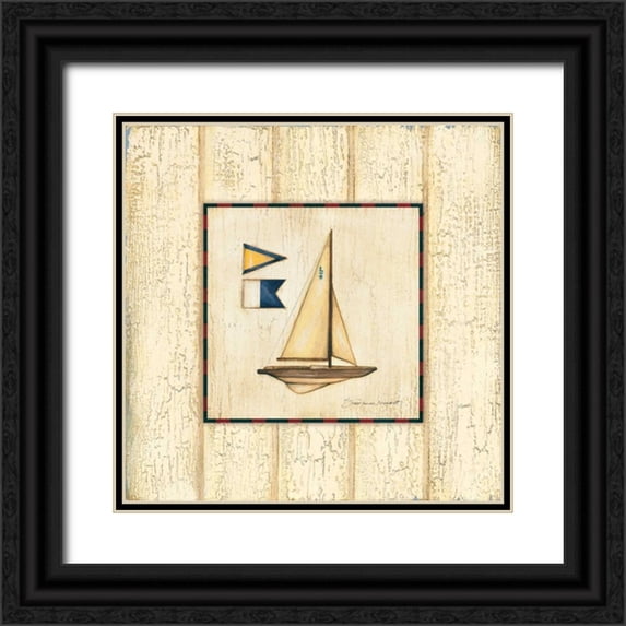 Marrott, Stephanie 12x12 Black Ornate Wood Framed with Double Matting Museum Art Print Titled - Weathered Boat I