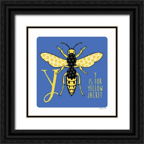 Marrott, Stephanie 12x12 Black Ornate Wood Framed with Double Matting Museum Art Print Titled - Y is For Yellow Jacket