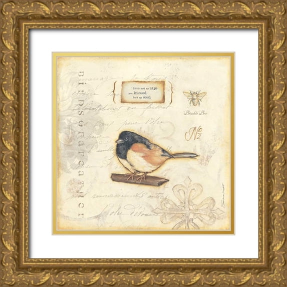 Marrott, Stephanie 12x12 Gold Ornate Wood Framed with Double Matting Museum Art Print Titled - Colro Bird II