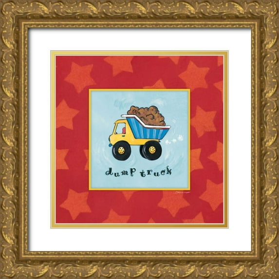 Marrott, Stephanie 12x12 Gold Ornate Wood Framed with Double Matting Museum Art Print Titled - Dump Truck