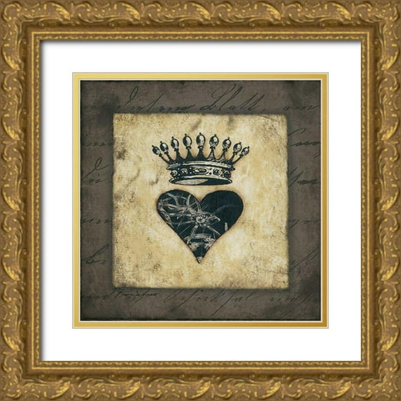 Marrott, Stephanie 12x12 Gold Ornate Wood Framed with Double Matting Museum Art Print Titled - Heart Crown