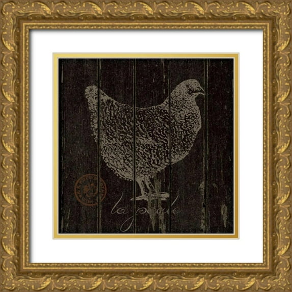 Marrott, Stephanie 12x12 Gold Ornate Wood Framed with Double Matting Museum Art Print Titled - Poule